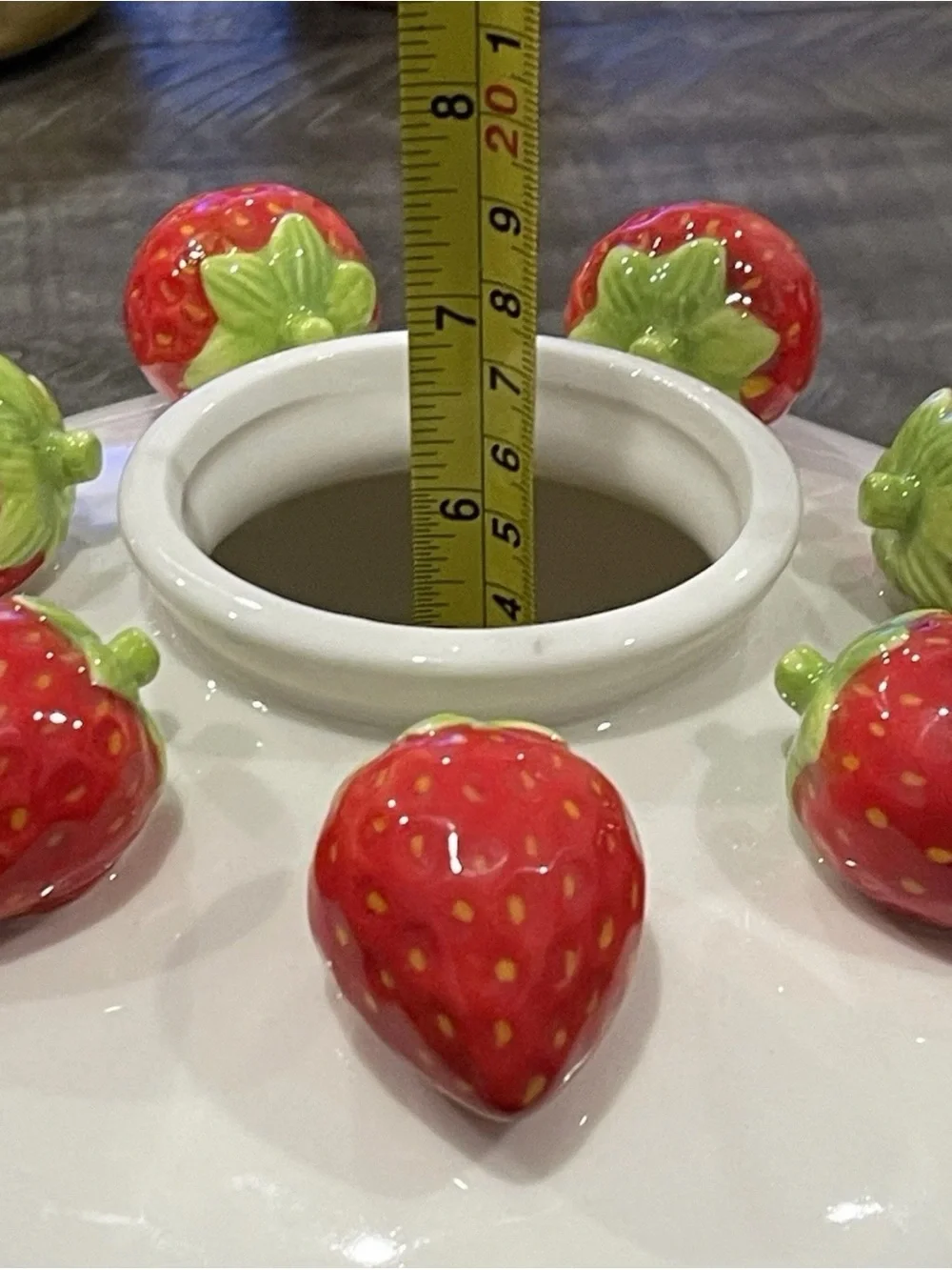 Ceramic Strawberry Flower Vase Insert 9” Cottagecore Spring Decor